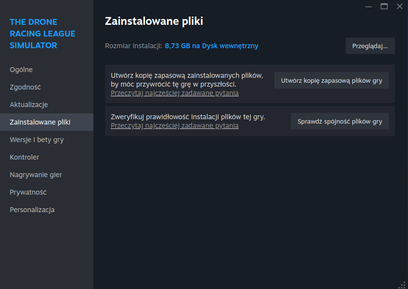 Otwieranie folderu gry w Steam